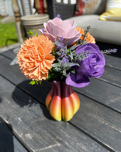 Blue Bumble Bee Creations Wood Flowers in Vase